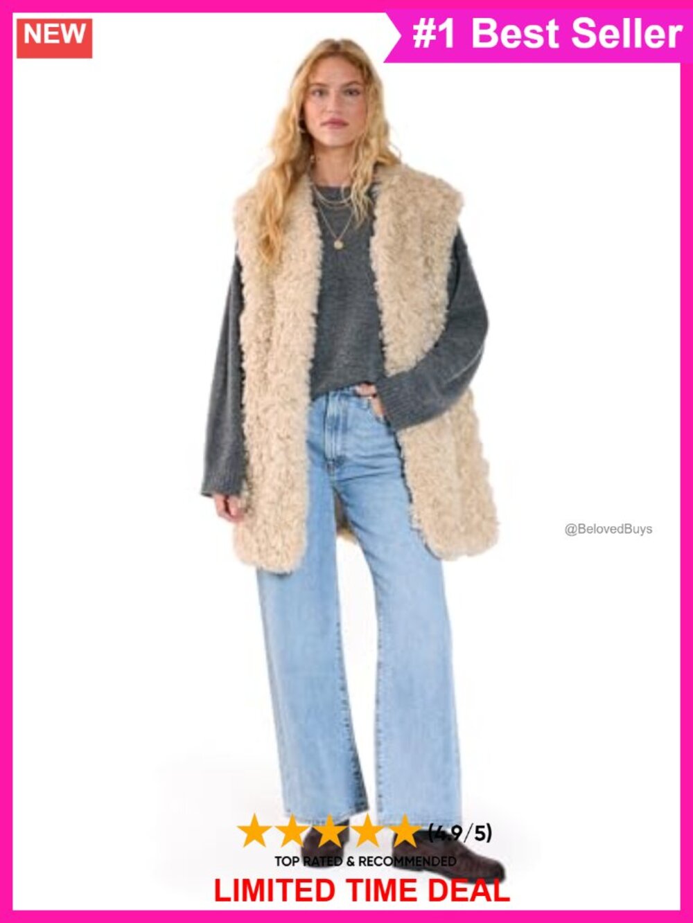 Curly Faux Fur Gilet Sleeveless Vest Layer